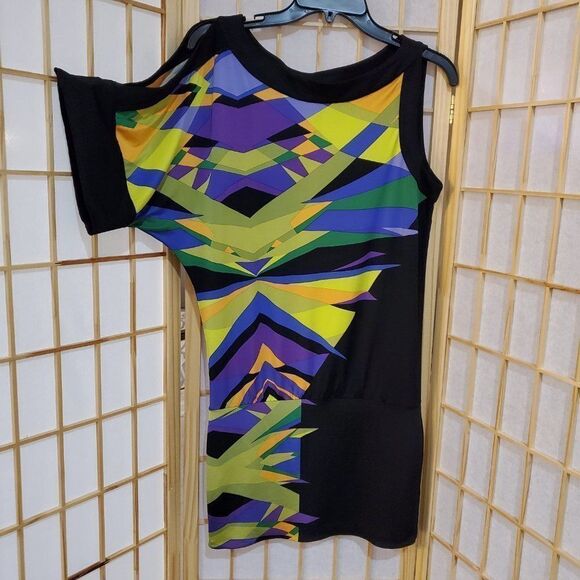 BCBG Maxazaria One Sleeve Cold Shoulder Dress Sz S - Picture 2 of 6